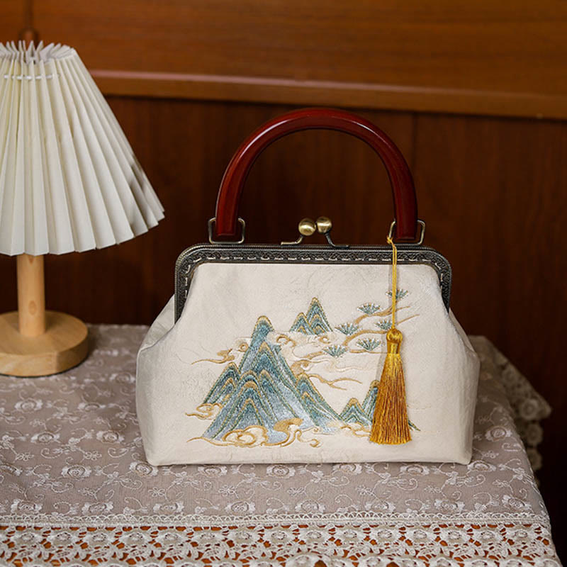 Buddha Stones Landscape Painting Jacquard Handbag Crossbody Bag Crossbody Bag&Handbags BS 1