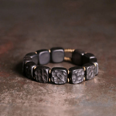 Buddha Stones Retro Ebony Wood Texture Style Copper Peace Balance Bracelet Bracelet BS 4