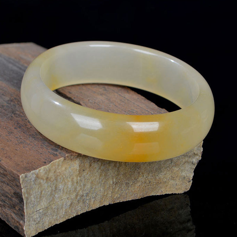Buddha Stones Natural Golden Silk Jade Luck Wealth Bracelet Bangle Bracelet Bangle BS 5