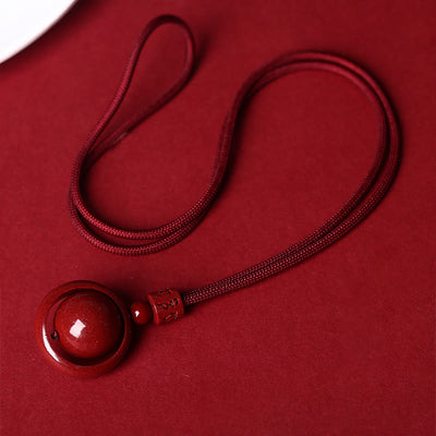 Buddha Stones Cinnabar Om Mani Padme Hum PiXiu Blessing Lucky Bead Necklace Pendant Necklaces & Pendants BS 10