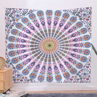 Bohemian Mandala Pattern Tapestry Wall Hanging Wall Art Focus Creativity Home Living Room Decor Tapestry BS Pink 150*230cm