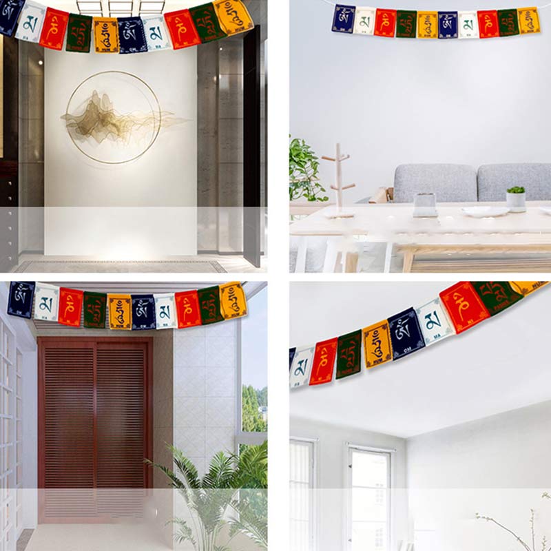 Buddha Stones Tibetan Blessing Windhorse Om Mani Padme Hum Outdoor Car Prayer Flag Decoration Decorations buddhastoneshop 7
