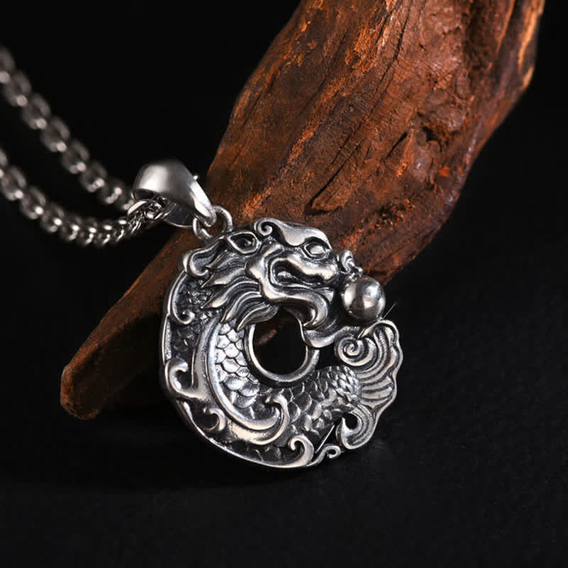 Buddha Stones Koi Fish Dragon Peace Buckle Wealth Necklace Pendant Necklaces & Pendants BS 6