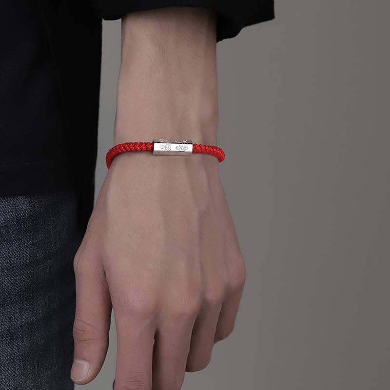 Foviel 925 Sterling Silver Letter Engraving Blessing String Bracelet