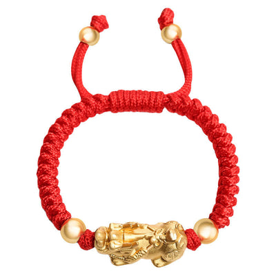 Buddha Stones 999 Sterling Silver PiXiu Wealth King Kong Knot String Braided Kids Child Bracelet Bracelet BS 9