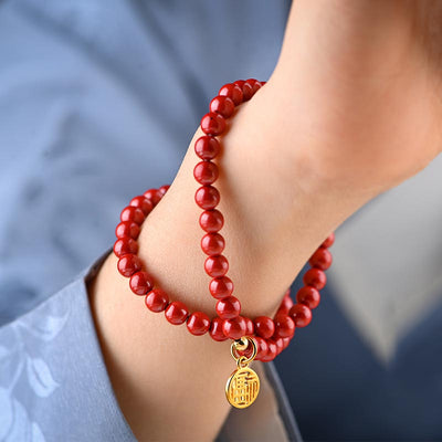Buddha Stones Tibetan Cinnabar Green Aventurine Luck Bracelet Necklace Bracelet BS 5