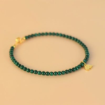 Buddha Stones Natural Malachite Elephant Anti-Anxiety Charm Bracelet Bracelet BS 12