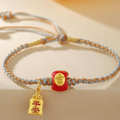 Buddha Stones 925 Sterling Silver Handmade Auspicious Chinese Character Blessing Braided String Bracelet Bracelet BS 1
