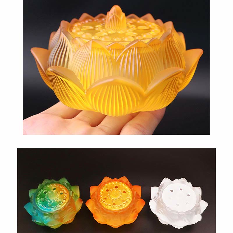 Buddha Stones Lotus Liuli Crystal Healing Meditation Incense Burner Incense Burner BS 6