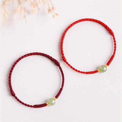 Buddha Stones Handmade Jade Lucky Bead Prosperity Braided Bracelet Bracelet BS 7