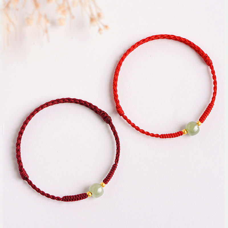 Buddha Stones Handmade Jade Lucky Bead Prosperity Braided Bracelet Bracelet BS 7