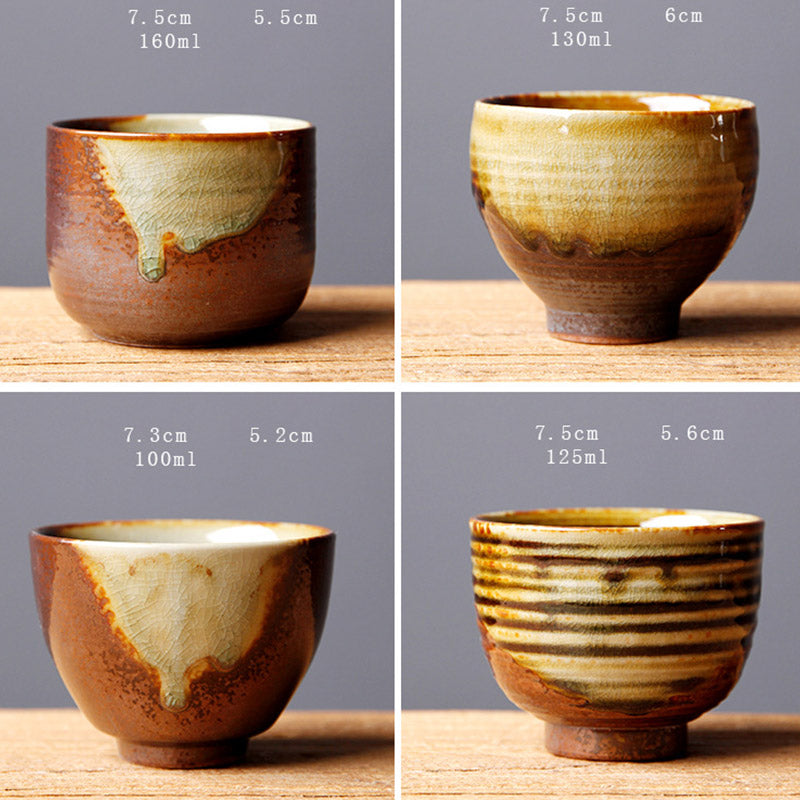 Buddha Stones Vintage Brown Beige Kiln Change Ceramic Teacup Kung Fu Tea Cup Bowl Cup BS 17