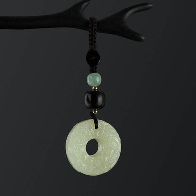 Buddha Stones PiXiu Jade Peace Buckle Abundance Wealth Key Chain Key Chain BS 7
