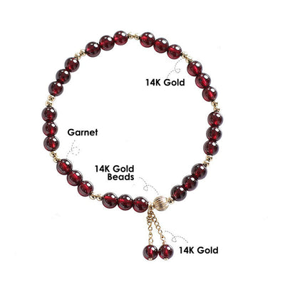 Buddha Stones 14K Gold Natural Garnet Calm Bracelet Bracelet BS 9