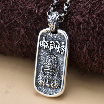 Foviel 925 Sterling Silver Zakiram Goddess of Wealth Om Mani Padme Hum Peace Necklace Pendant