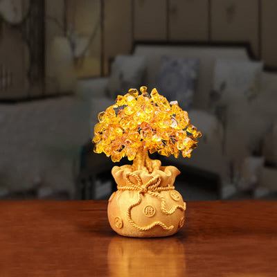 Arbre à monnaie en citrine naturelle Foviel – Ornement en pierres précieuses Feng Shui pour la prospérité