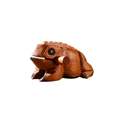 Buddha Stones Handcrafted FengShui Wealth Luck Frog Mini Wooden Croaking Frog Guiro Decoration Decorations BS 14.5*8*8 cm