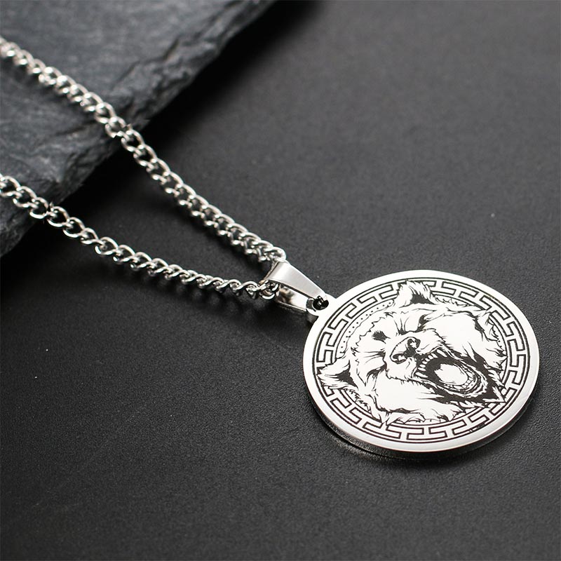 Buddha Stones Animal Titanium Steel Chain Necklace Protection Pendant Necklaces & Pendants BS Silver Bear
