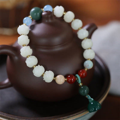 Buddha Stones Bodhi Seed Lotus Bead Carved Peace Harmony Bracelet Bracelet BS 2