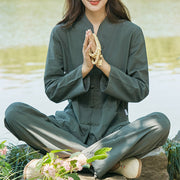 Ensemble de vêtements pour femme Foviel en coton et lin pour la pratique spirituelle, le zen, le yoga, la méditation et la prière