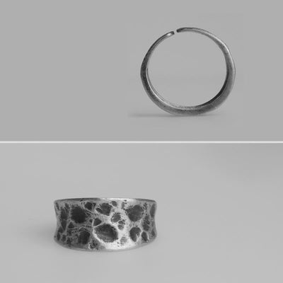 Bague de protection Foviel en argent sterling 925 avec texture bosselée