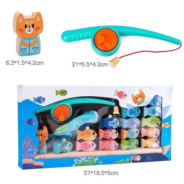 Jeu de pêche et de comptage magnétique en bois - Jouets mathématiques