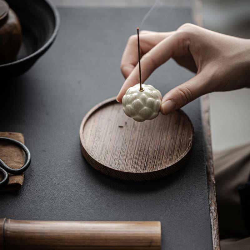 Buddha Stones Mini Lotus Flower Meditation Ceramic Stick Small Incense Burner Decoration Incense Burner BS 5