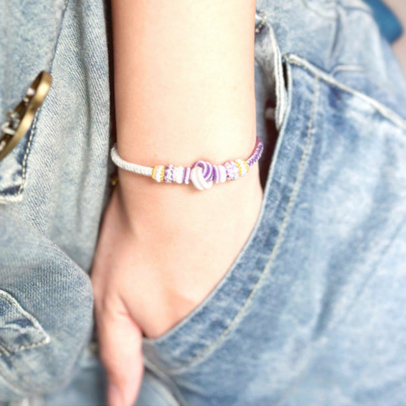 Buddha Stones Two-Color Rope Handcrafted Eight Thread Peace Knot Luck Connection Bracelet Bracelet BS 12