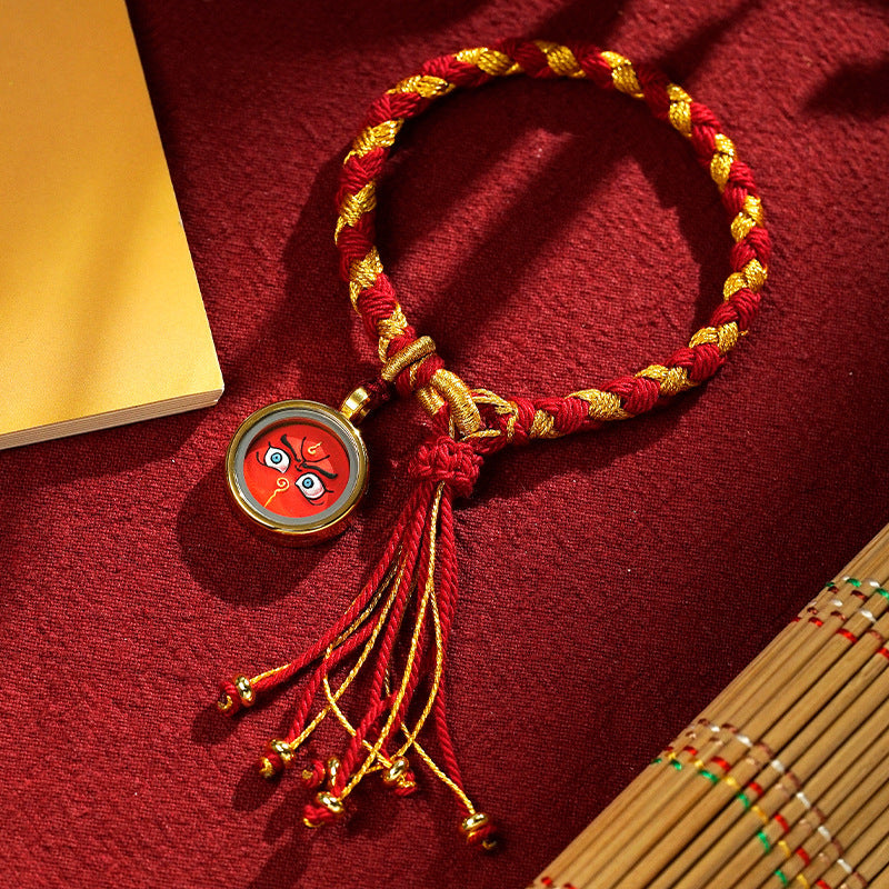 Buddha Stones Handmade Tibetan Five God Of Wealth Dragon Scale Rope Luck Braid Bracelet Bracelet BS Red Gold Red God of Wealth(Wrist Circumference 14-18cm)