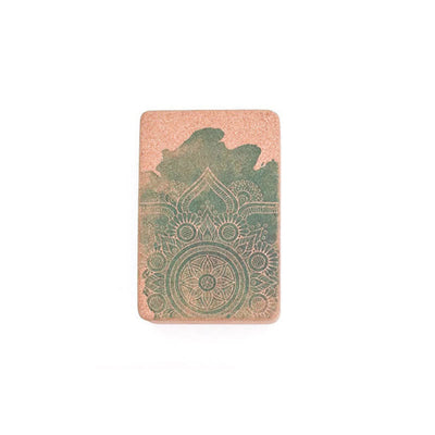 Buddha Stones Tibetan Mandala Mindful Yoga Cork Block Yoga Cork Block buddhastoneshop Green Mandala