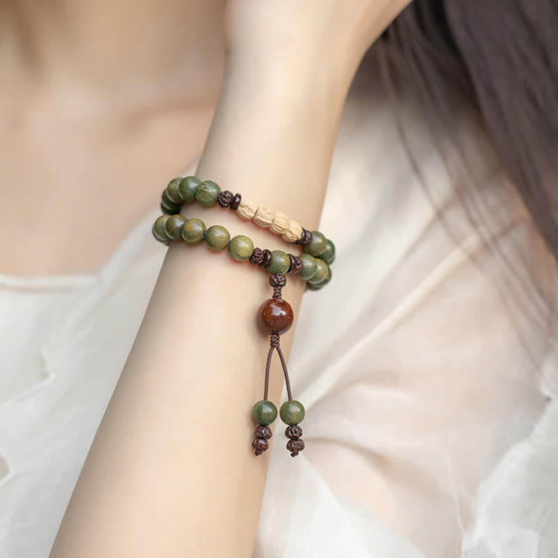 Buddha Stones Green Sandalwood Positive Peace Bracelet Bracelet BS 3