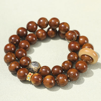 Buddha Stones Tibetan Natural Purple Gold Rat Bodhi Seed Wealth Double Wrap Bracelet Bracelet BS 2
