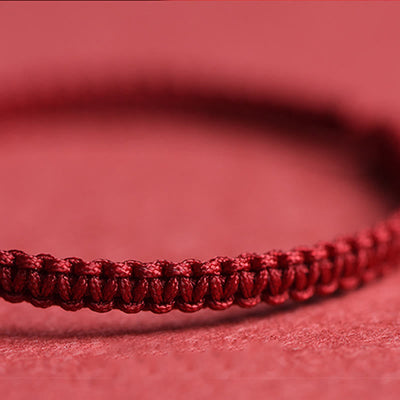 Buddha Stones Four Leaf Clover Five-petal Flower Cinnabar Blessing Red String Bracelet Bracelet BS 5