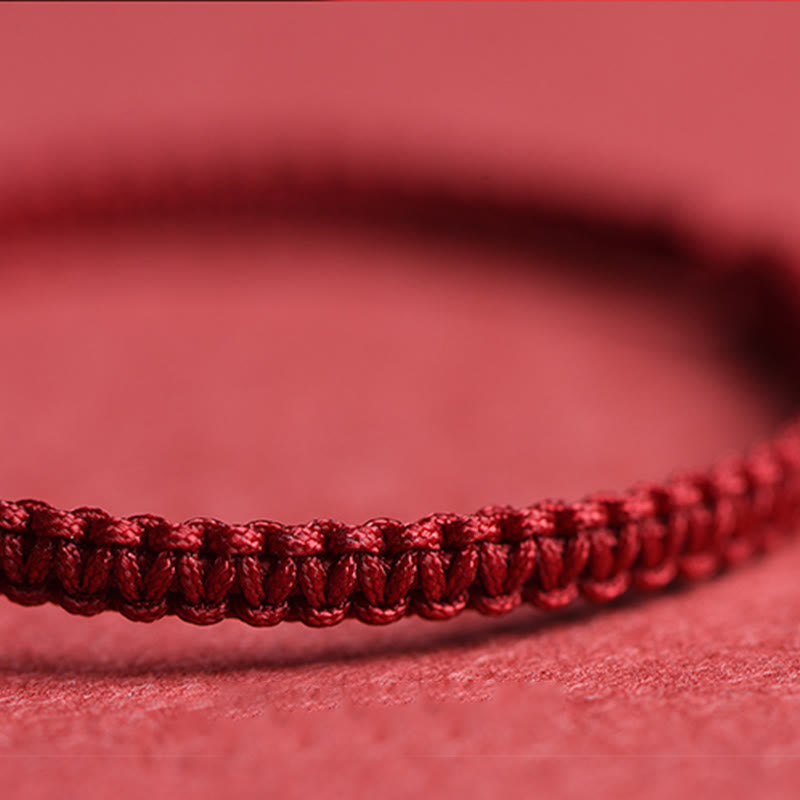 Buddha Stones Four Leaf Clover Five-petal Flower Cinnabar Blessing Red String Bracelet Bracelet BS 5