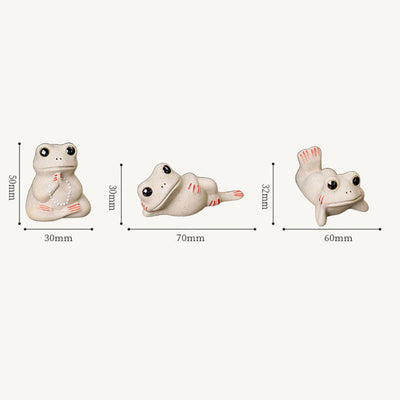 Buddha Stones Mini Small Praying Frog Ceramic Wealth Prosperity Home Tea Pet Figurine Decoration Decorations BS 7
