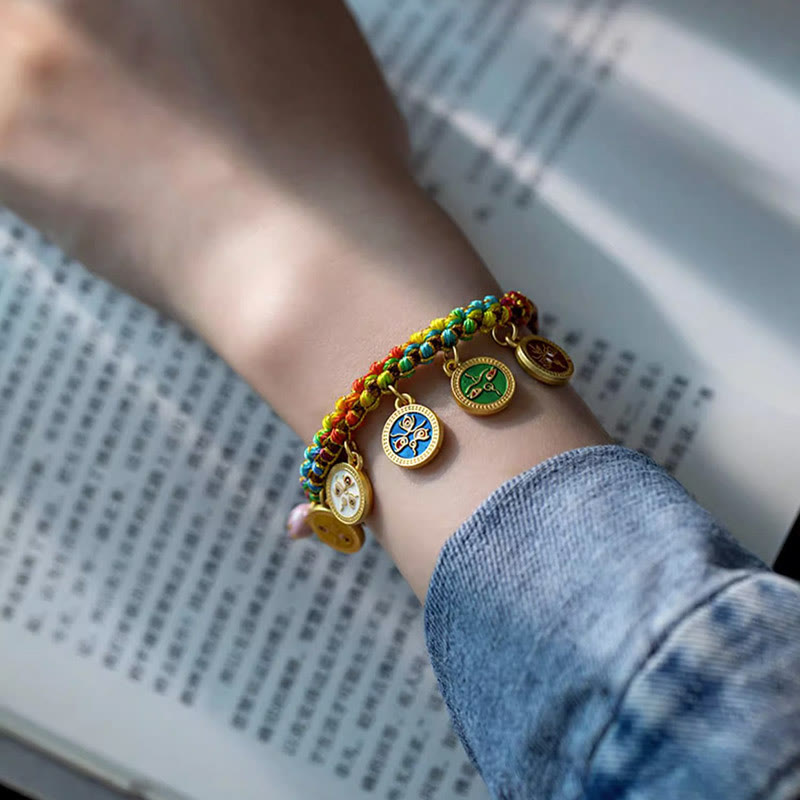 Buddha Stones Tibetan Colorful Rope Five God Of Wealth Luck Braid Bracelet Bracelet BS 6