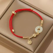GRATUIT aujourd'hui : Bracelet porte-bonheur en corde rouge avec perle de paix en jade de Hetian pour attirer la chance