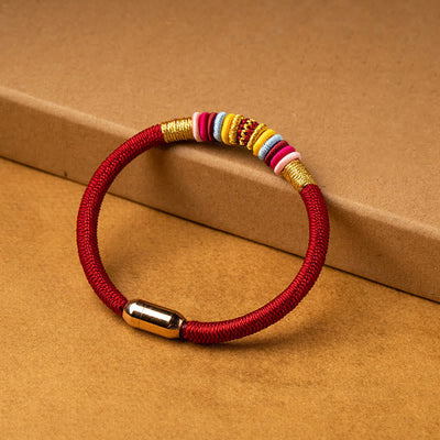 Buddha Stones Tibetan Handmade King Kong Knot Protection Magnetic Buckle Braided Bracelet Bracelet BS 3