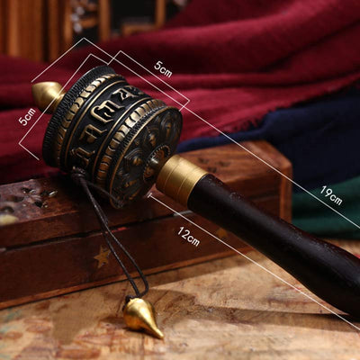 Buddha Stones Tibetan Prayer Wheel Six True Words Copper Meditation Decoration Decorations BS 7