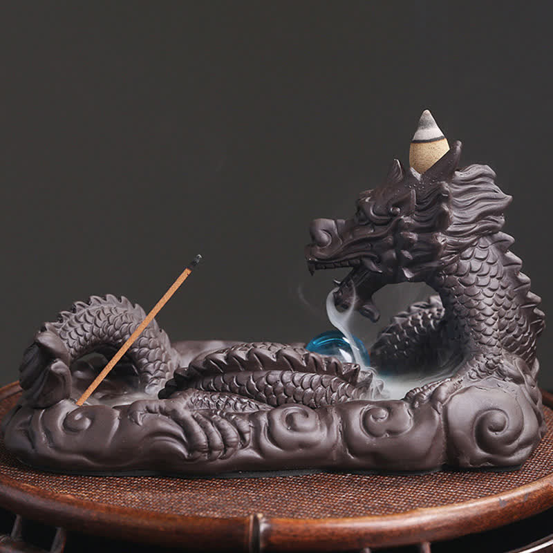 Buddha Stones Dragon Playing Ball Flower Protection Incense Burner Decoration Incense Burner BS 6