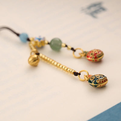 Buddha Stones Gold Swallowing Beast Family Luck Key Chain Key Chain BS 2