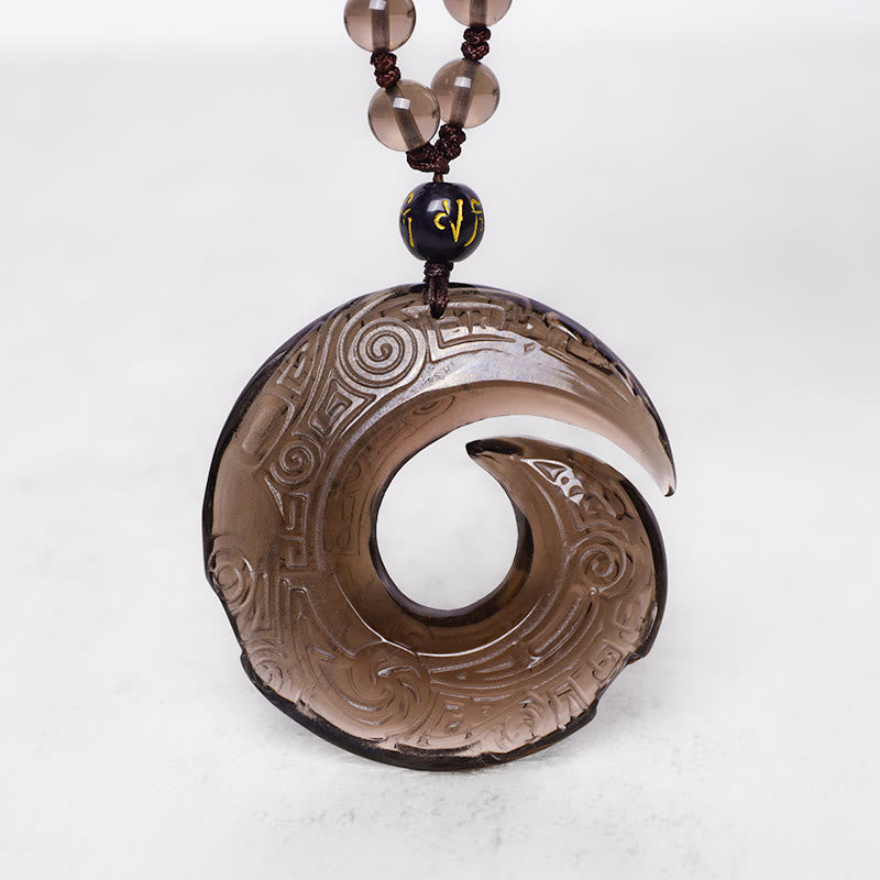 Buddha Stones Natural Black Obsidian Ice Obsidian Strength Necklace Pendant Necklaces & Pendants BS Ice Obsidian