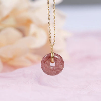 Buddha Stones 925 Sterling Silver Strawberry Quartz Healing Positive Necklace Necklaces & Pendants BS 4