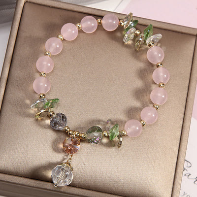 Buddha Stones Cat's Eye Pink Crystal Peace Charm Bracelet Bracelet BS 3