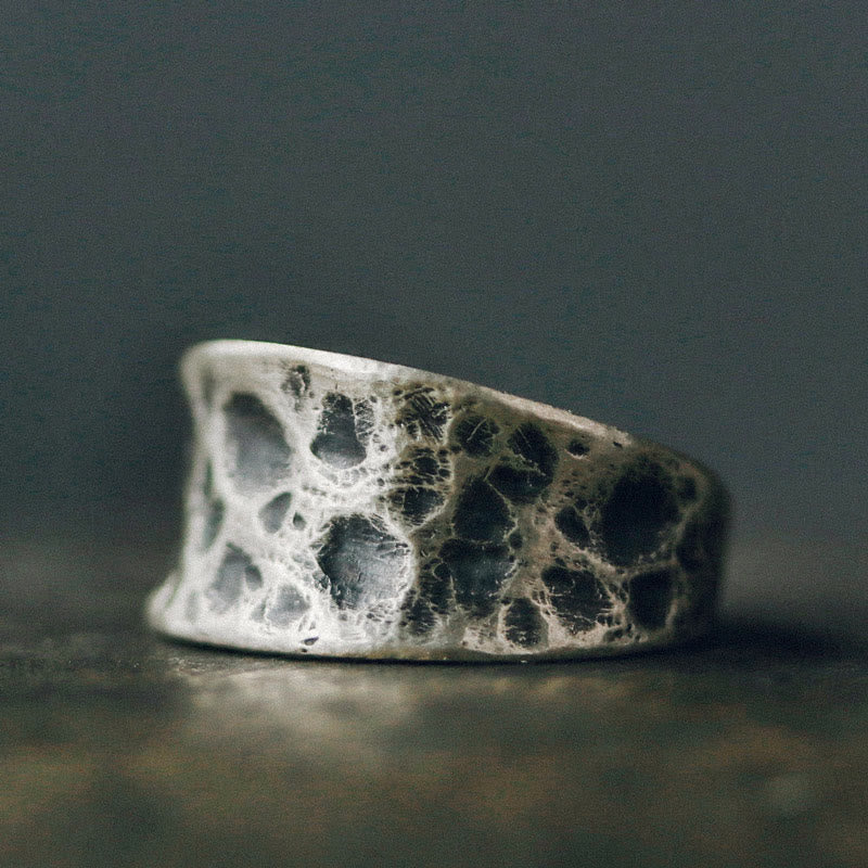 Bague de protection Foviel en argent sterling 925 avec texture bosselée