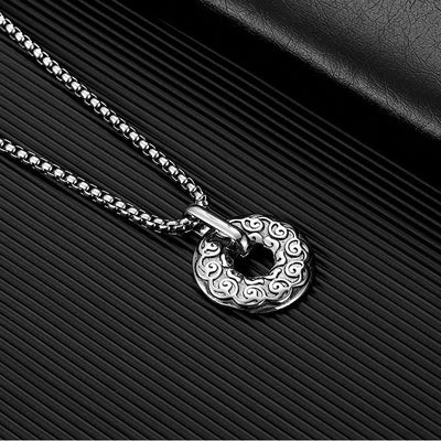 Buddha Stones Tibetan Om Mani Padme Hum Peace Buckle Creativity Necklace Pendant Necklaces & Pendants BS 4