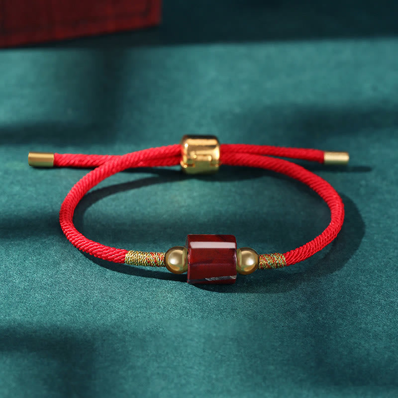 Buddha Stones Tibet Handmade Green Aventurine Red Stone Malachite Luck Protection Braided Rope Bracelet Bracelet BS Red Stone Red(Wrist Circumference 14-20cm)