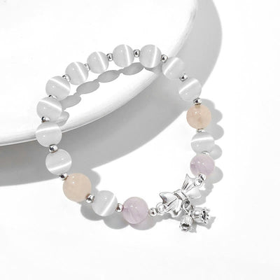 Buddha Stones Cat's Eye Lavender Amethyst Rosette Charm Bracelet Bracelet BS 3