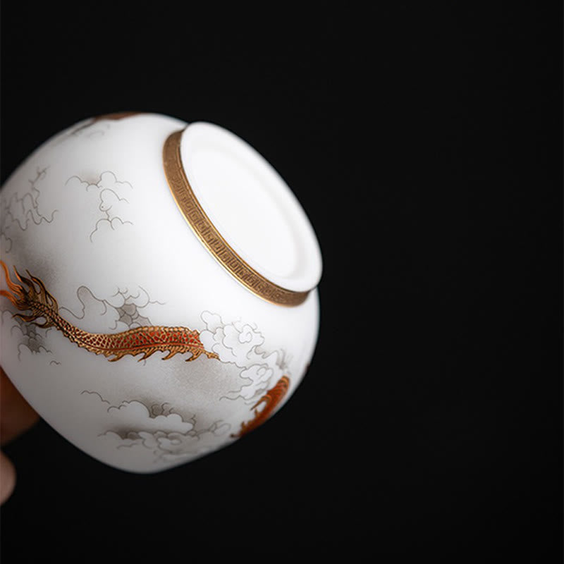 Tasse à thé en céramique Foviel Phoenix Dragon Lotus Deer Ancient Building Koi Fish pour thé Kung Fu