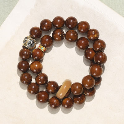 Buddha Stones Tibetan Natural Purple Gold Rat Bodhi Seed Wealth Double Wrap Bracelet Bracelet BS Purple Gold Rat(Wealth♥Blessing)(Wrist Circumference 15cm)